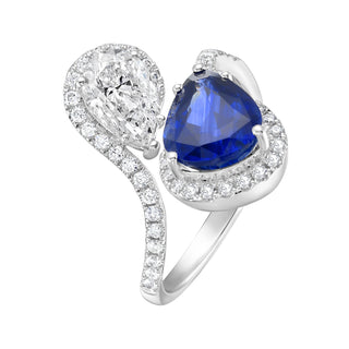 Silla Blue Sapphire Toi e Moi Ring - Jewelry - RUCHI New York