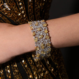Soleil Fancy Yellow Diamond Statement Wide Bracelet - High Jewelry - RUCHI New York
