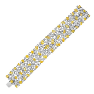 Soleil Fancy Yellow Diamond Statement Wide Bracelet - High Jewelry - RUCHI New York