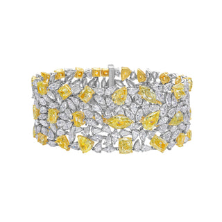 Soleil Fancy Yellow Diamond Statement Wide Bracelet - High Jewelry - RUCHI New York