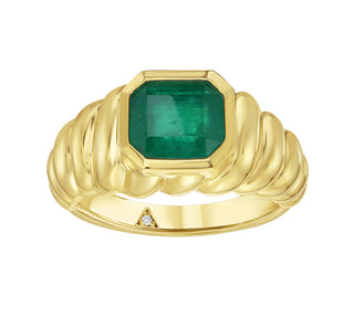 Sonnet Emerald Bezel Ring - Jewelry - RUCHI New York