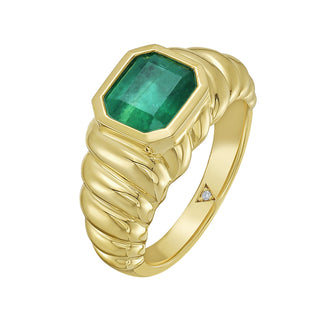 Sonnet Emerald Bezel Ring - Jewelry - RUCHI New York