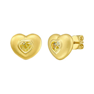 Sweetheart Yellow Diamond Studs - Jewelry - RUCHI New York