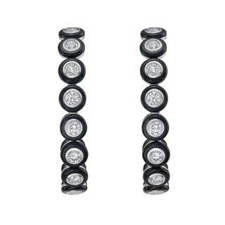 Velvet Black Agate Diamond Hoop Earrings - Jewelry - RUCHI New York