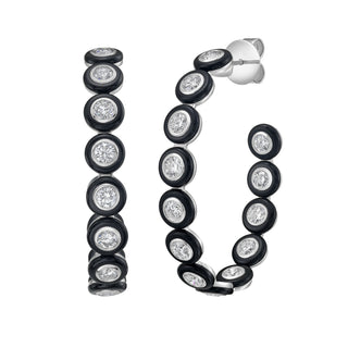 Velvet Black Agate Diamond Hoop Earrings - Jewelry - RUCHI New York