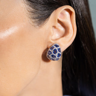 Venice Blue Sapphire & Diamond Earrings - Jewelry - RUCHI New York