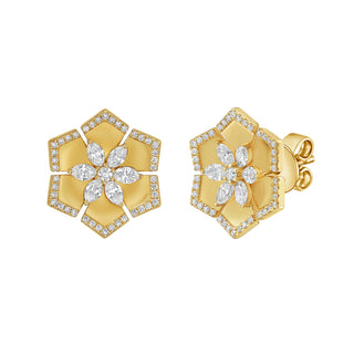 Virelai Diamond Floral Stud Earrings - Jewelry - RUCHI New York