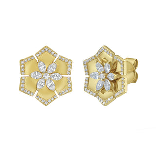 Virelai Diamond Floral Stud Earrings - Jewelry - RUCHI New York