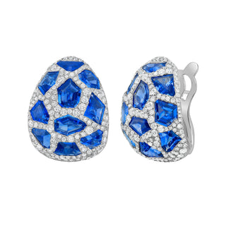 Vitrail Blue Sapphire & Diamond Earrings - Jewelry - RUCHI New York