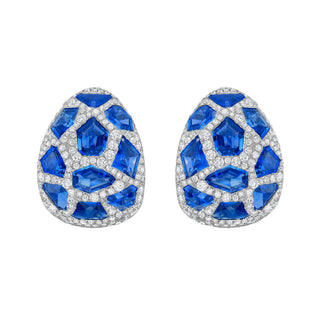 Vitrail Blue Sapphire & Diamond Earrings - Jewelry - RUCHI New York