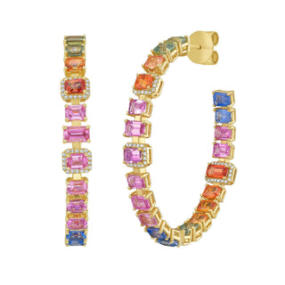Vitrina Multi - Colored Sapphire Hoop Earrings - Jewelry - RUCHI New York