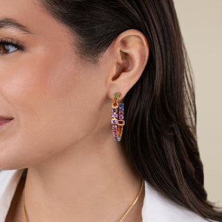 Vitrina Multi - Colored Sapphire Hoop Earrings - Jewelry - RUCHI New York
