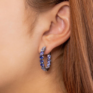 Wave Blue Sapphire Hoop Earrings - Jewelry - RUCHI New York
