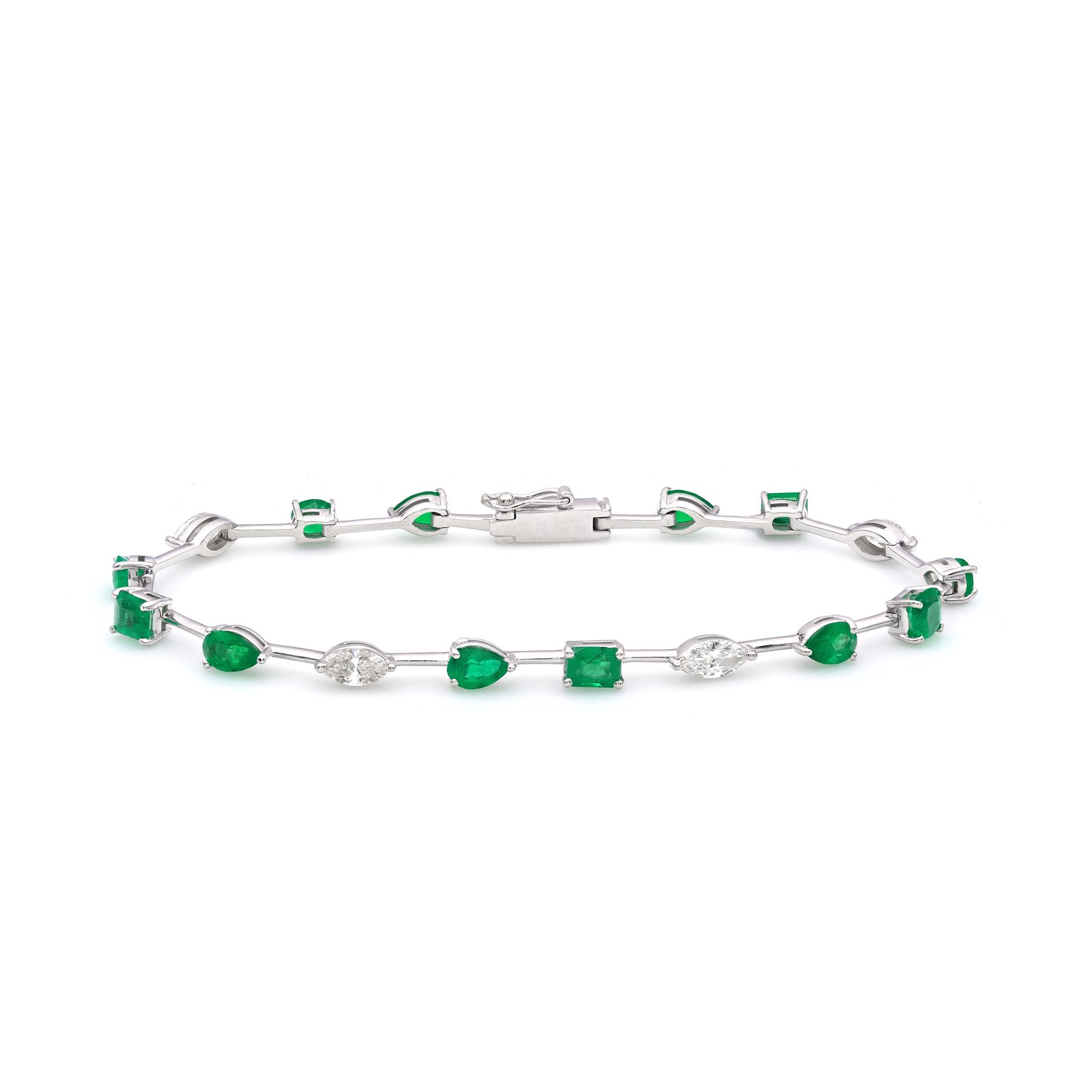 14K White Gold Emerald and Diamond Bracelet - Josephs Jewelers